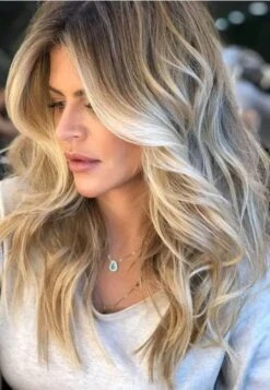 Luxury Frosty Blonde Textured Balayage Hair100% Human Hair Swiss 13x4 Lace Front Glueless Wig Wavy U-Part Or Full Lace Upgrade Available
