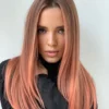 Luxury Balayage Rose Gold Strawberry Blonde Peachy Pink 100% Human Hair Swiss 13x4 Lace Front Wig Wavy U-Part Or Full Lace Upgrade Available
