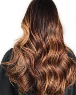 Luxury Sunset Caramel Brown Highlight Balayage 100% Human Hair Swiss 13x4 Lace Front Glueless Wig Wavy U-Part, 360 Or Full Lace Upgrade Available