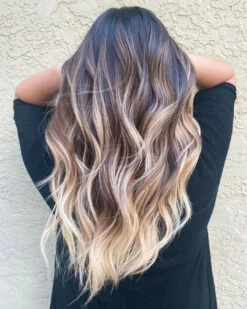 Luxury Brown And Platinum Blonde Balayage 100% Human Hair Swiss 13x4 Lace Front Glueless Wig Wavy U-Part, 360 Or Full Lace Upgrade Available