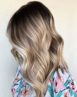 Luxury Sandy Blonde Shadow Roots Lowlights Dimensional Blonde Balayage 100% Human Hair Swiss 13x4 Lace Front Wig Wavy Full Lace Upgrade Available