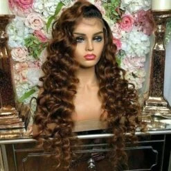 Luxury Remy CurlyBlonde Brown 100% Human Hair Swiss 13x4 Lace Front Glueless Wig U-Part, 360 Or Full Lace Upgrade Available
