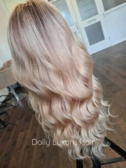 Luxury Light Golden Blonde Balayage Highlight 100% Human Hair Swiss 13x4 Lace Front Glueless Wig U-Part, 360 Or Full Lace Upgrade Available