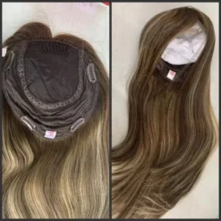 Luxury Silk Top Base Human Hair Balayage Toupee For Women Hair Topper 130% Brown Blonde Virgin Hair Piece Kippah Fall Topper