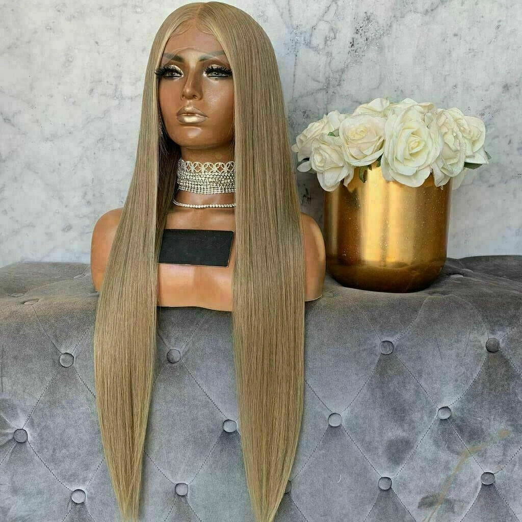 Luxury Transparent Remy Dark Ash Blonde 100% Human Hair Swiss 13x4 Lace Front Glueless Wig U-Part, 360 Or Full Lace Upgrade Available - Image 3