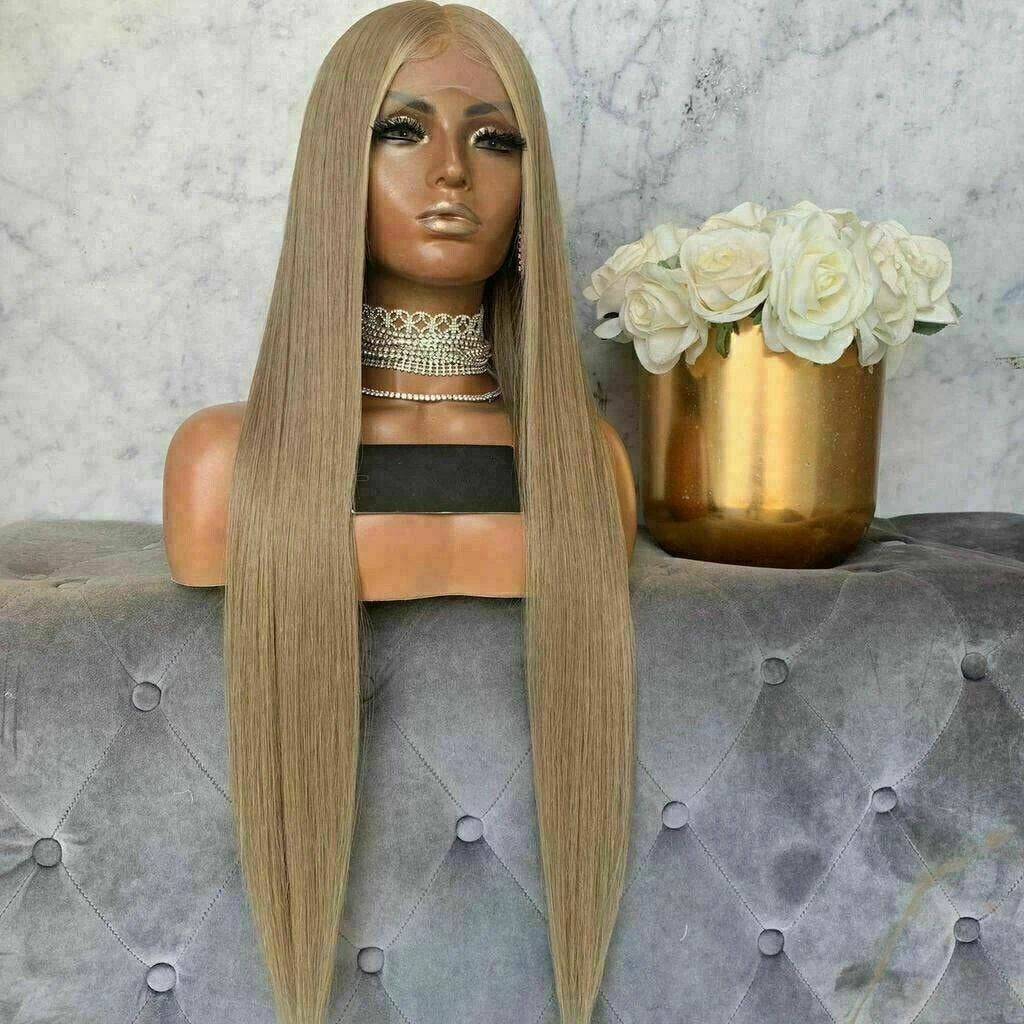 Luxury Transparent Remy Dark Ash Blonde 100% Human Hair Swiss 13x4 Lace Front Glueless Wig U-Part, 360 Or Full Lace Upgrade Available - Image 2