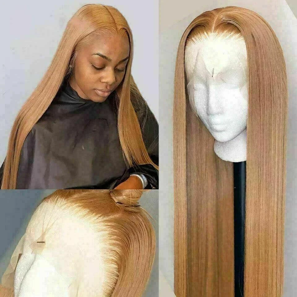 Luxury Remy Honey Golden Blonde #27 100% Human Hair Swiss 13x4 Lace Front Glueless Wig U-Part, 360 Or Full Lace Upgrade Available - Image 3