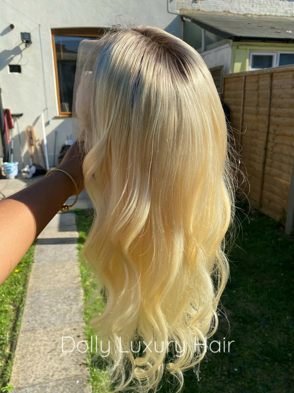 Luxury Platinum Blonde Dark Roots 100% Human Hair Swiss 13x4 Lace Front Glueless Wig U-Part, 360 Or Full Lace Upgrade Available - Image 7