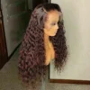 Luxury Remy Wavy 99J Burgundy Red Deep Curly 100% Human Hair Swiss 13x4 Lace Front Glueless Wig Colouful U-Part Or Full Lace Upgrade Available