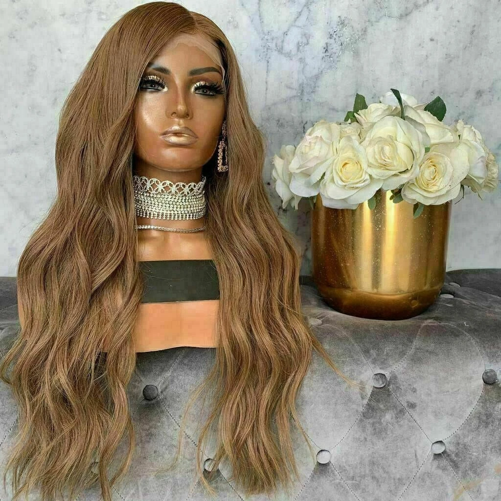 Luxury Remy Wavy Light Ash Brown 100% Human Hair Swiss 13x4 Lace Front Glueless Wig U-Part, 360 Or Full Lace Upgrade Available - Image 2