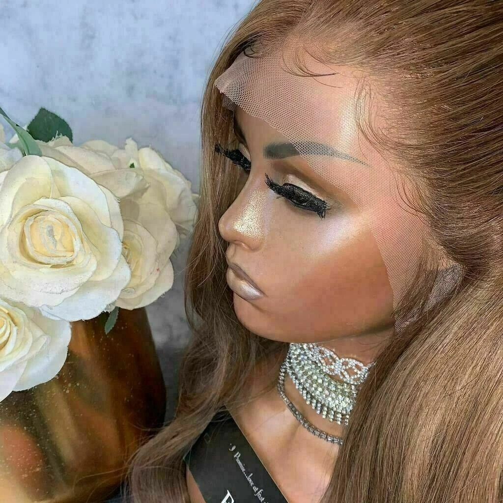 Luxury Remy Wavy Light Ash Brown 100% Human Hair Swiss 13x4 Lace Front Glueless Wig U-Part, 360 Or Full Lace Upgrade Available - Image 4