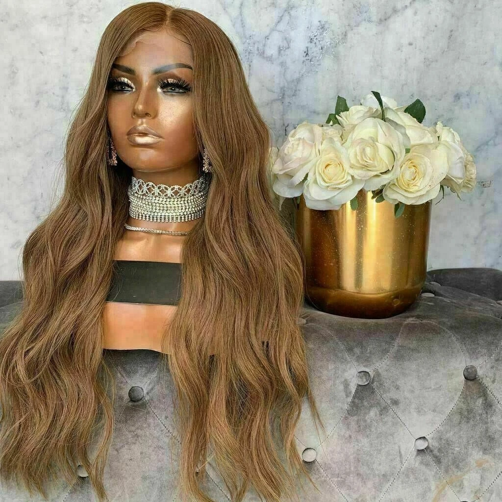 Luxury Remy Wavy Light Ash Brown 100% Human Hair Swiss 13x4 Lace Front Glueless Wig U-Part, 360 Or Full Lace Upgrade Available - Image 3
