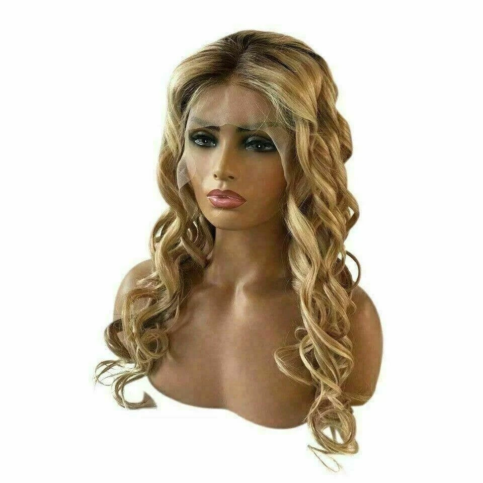 Luxury Curly Ombre Honey #27 Golden Blonde 100% Human Hair Swiss 13x4 Lace Front Glueless Wig U-Part, 360 Or Full Lace Upgrade Available - Image 2