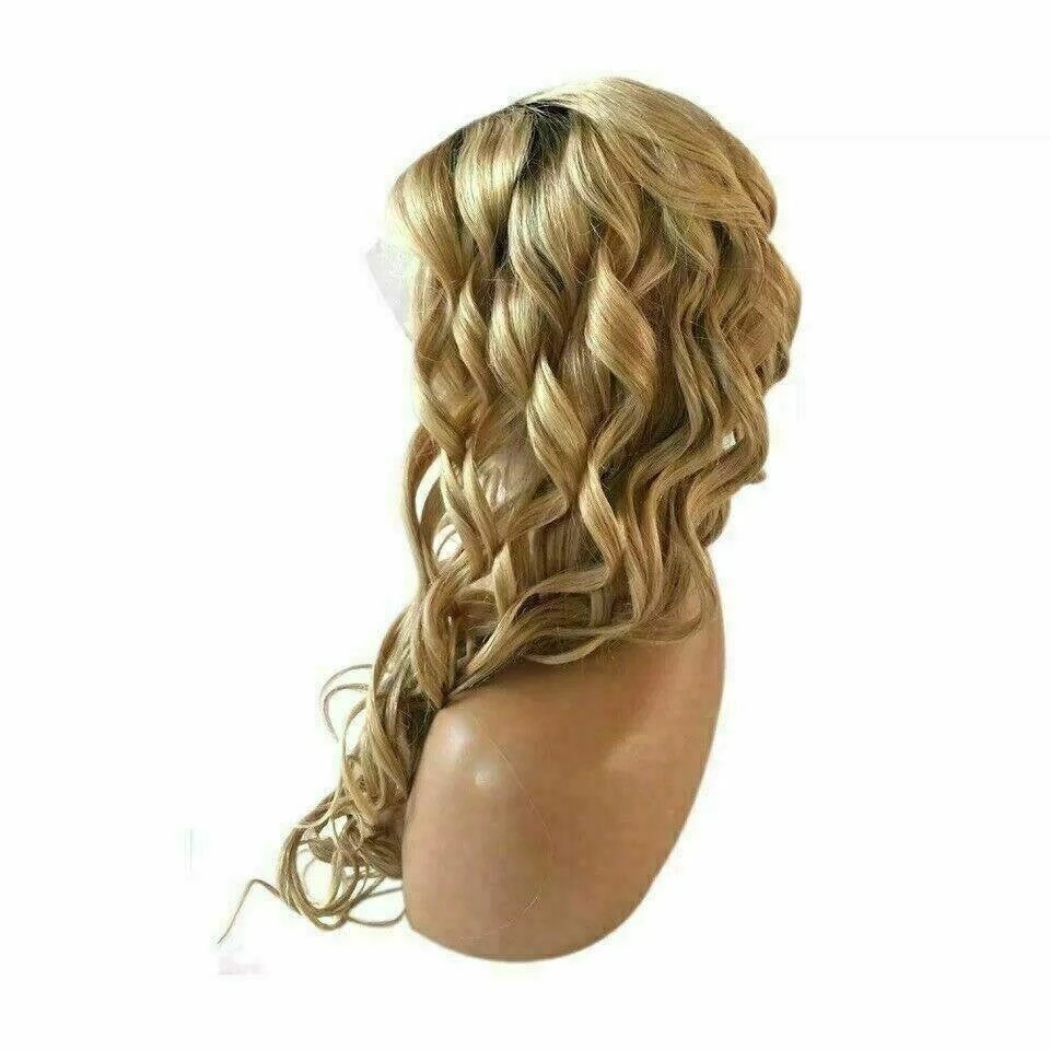 Luxury Curly Ombre Honey #27 Golden Blonde 100% Human Hair Swiss 13x4 Lace Front Glueless Wig U-Part, 360 Or Full Lace Upgrade Available - Image 3