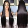 Luxury Remy Jet Black #1 Straight Black 100% Human Hair Swiss 13x4 Lace Front Glueless Wig U-Part, 360 Or Full Lace Upgrade Available