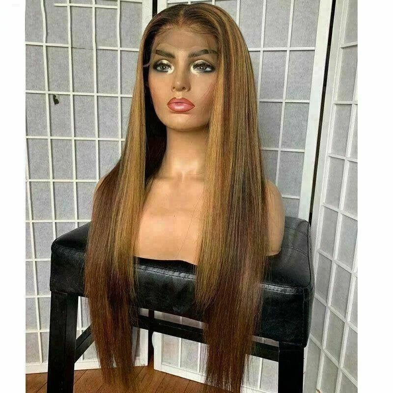 Luxury Remy Ombre Ash Honey Blonde 100% Human Hair Swiss 13x4 Lace Front Wig Balayage Highlight U-Part, 360 Or Full Lace Upgrade Available - Image 2