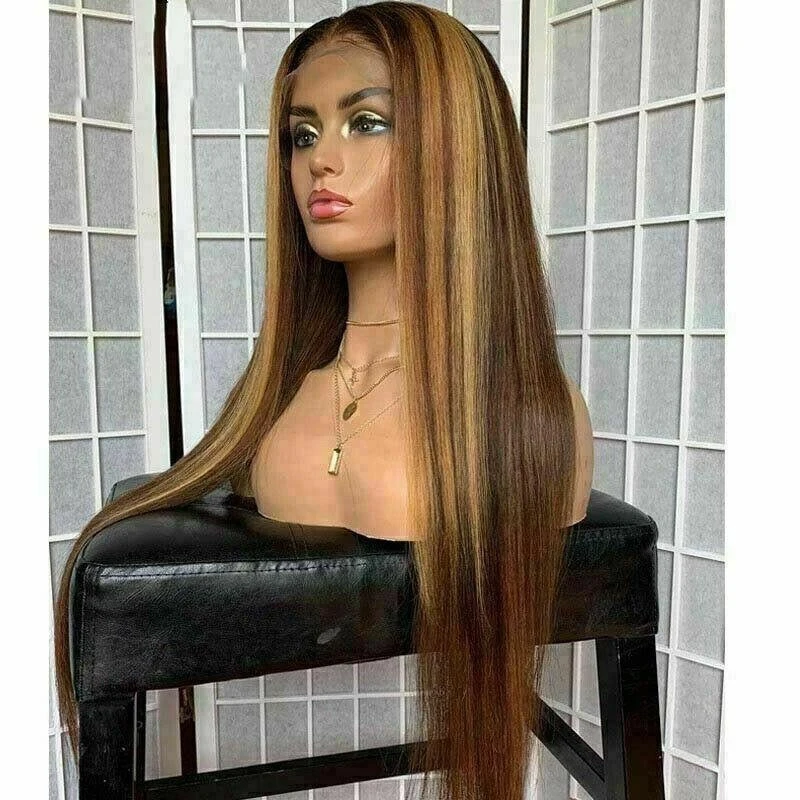 Luxury Remy Ombre Ash Honey Blonde 100% Human Hair Swiss 13x4 Lace Front Wig Balayage Highlight U-Part, 360 Or Full Lace Upgrade Available - Image 3