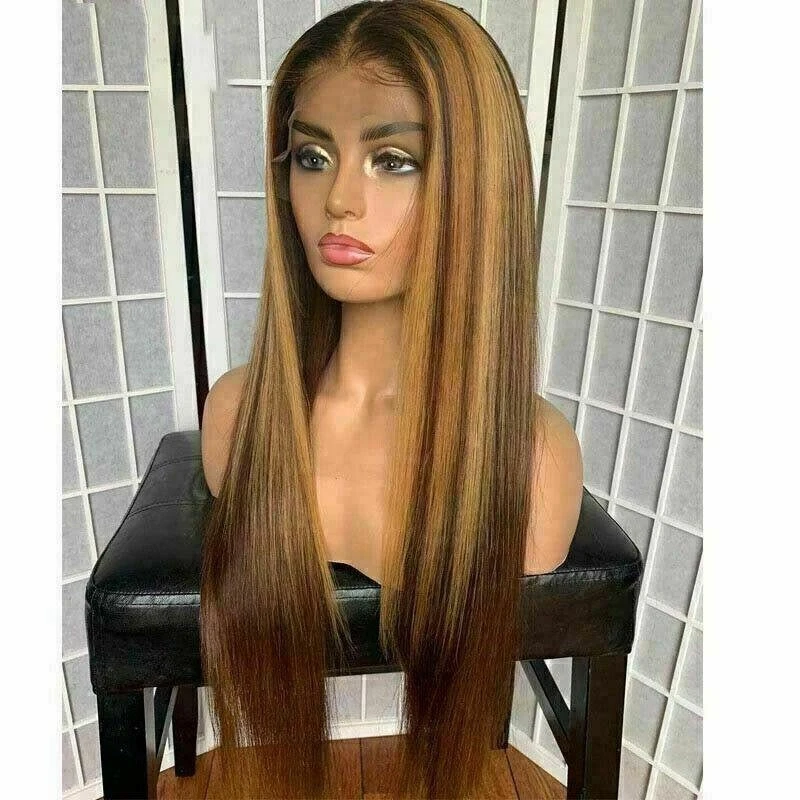 Luxury Remy Ombre Ash Honey Blonde 100% Human Hair Swiss 13x4 Lace Front Wig Balayage Highlight U-Part, 360 Or Full Lace Upgrade Available - Image 4
