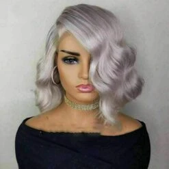 Luxury Light Silver Grey Gray Body Wave Bob 100% Human Hair Swiss 13x4 Lace Front Glueless Wig Colouful U-Part Or Full Lace Upgrade Available