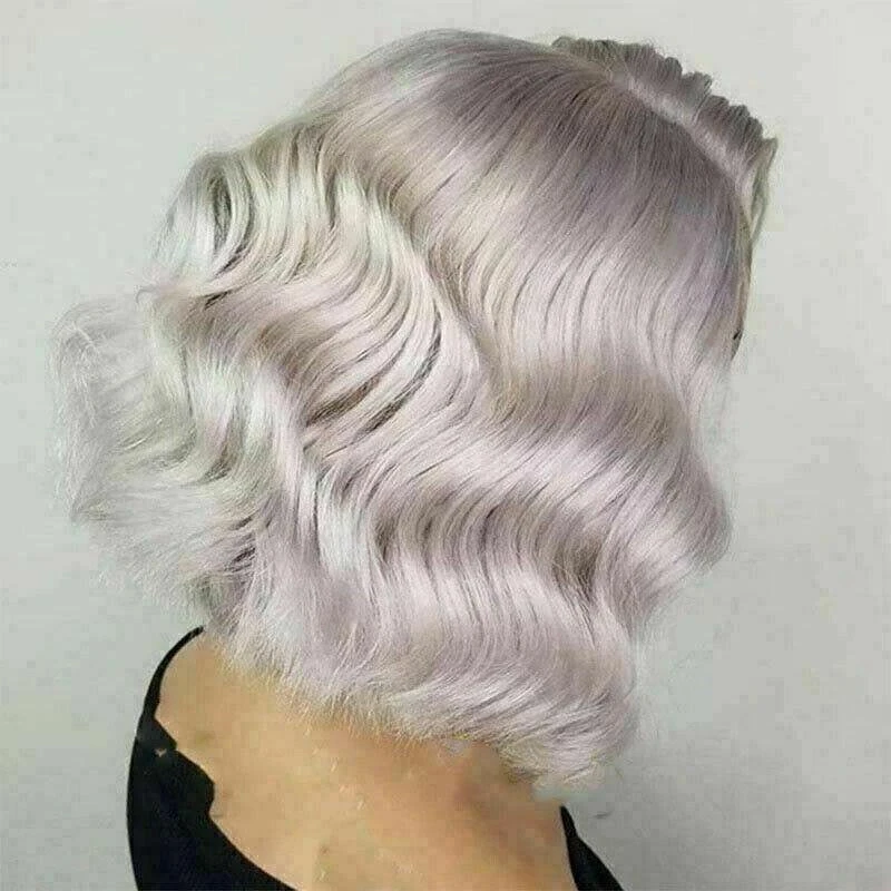 Luxury Light Silver Grey Gray Body Wave Bob 100% Human Hair Swiss 13x4 Lace Front Glueless Wig Colouful U-Part Or Full Lace Upgrade Available - Image 2