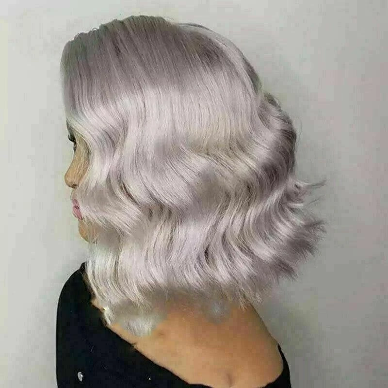Luxury Light Silver Grey Gray Body Wave Bob 100% Human Hair Swiss 13x4 Lace Front Glueless Wig Colouful U-Part Or Full Lace Upgrade Available - Image 3