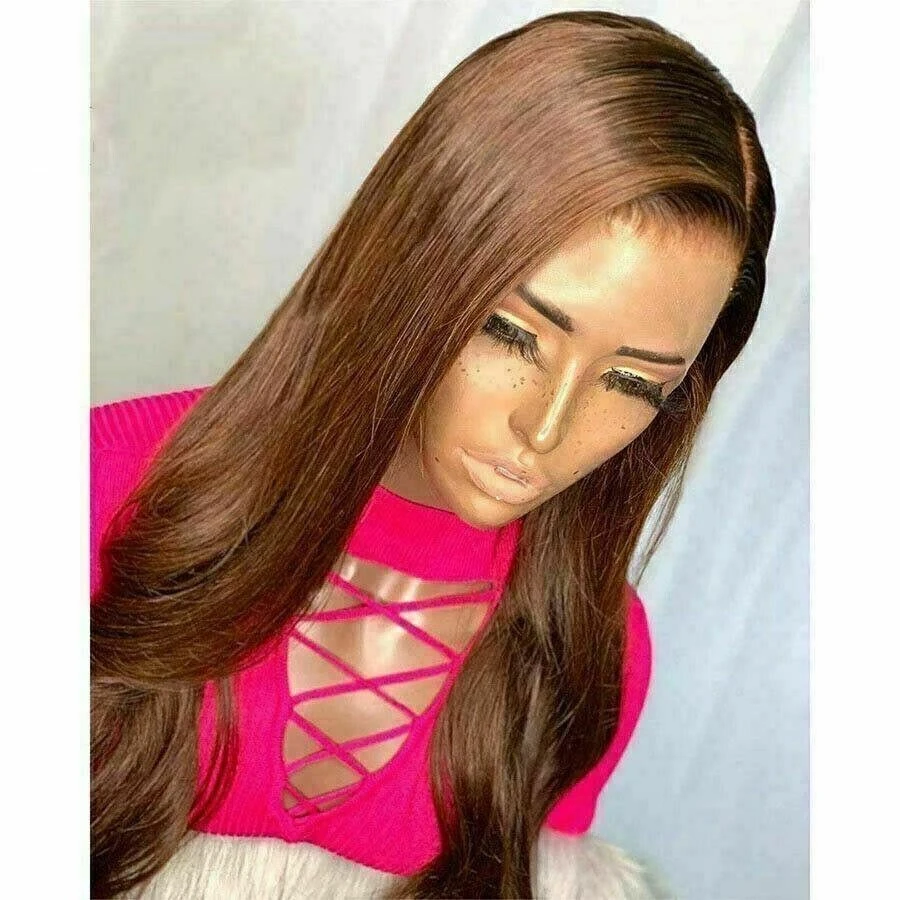 Luxury Remy Wavy Remy Chocolate Medium Brown 100% Human Hair Swiss 13x4 Lace Front Glueless Wig U-Part, 360 Or Full Lace Upgrade Available - Image 3
