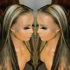 Luxury Remy Ombre Honey Blonde 100% Human Hair Swiss 13x4 Lace Front Wig #27 Balayage Highlight U-Part, 360 Or Full Lace Upgrade Available