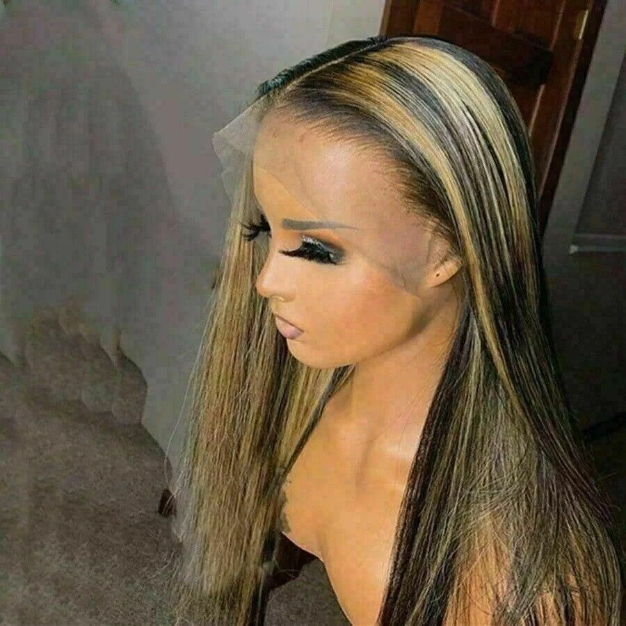 Luxury Remy Ombre Honey Blonde 100% Human Hair Swiss 13x4 Lace Front Wig #27 Balayage Highlight U-Part, 360 Or Full Lace Upgrade Available - Image 2