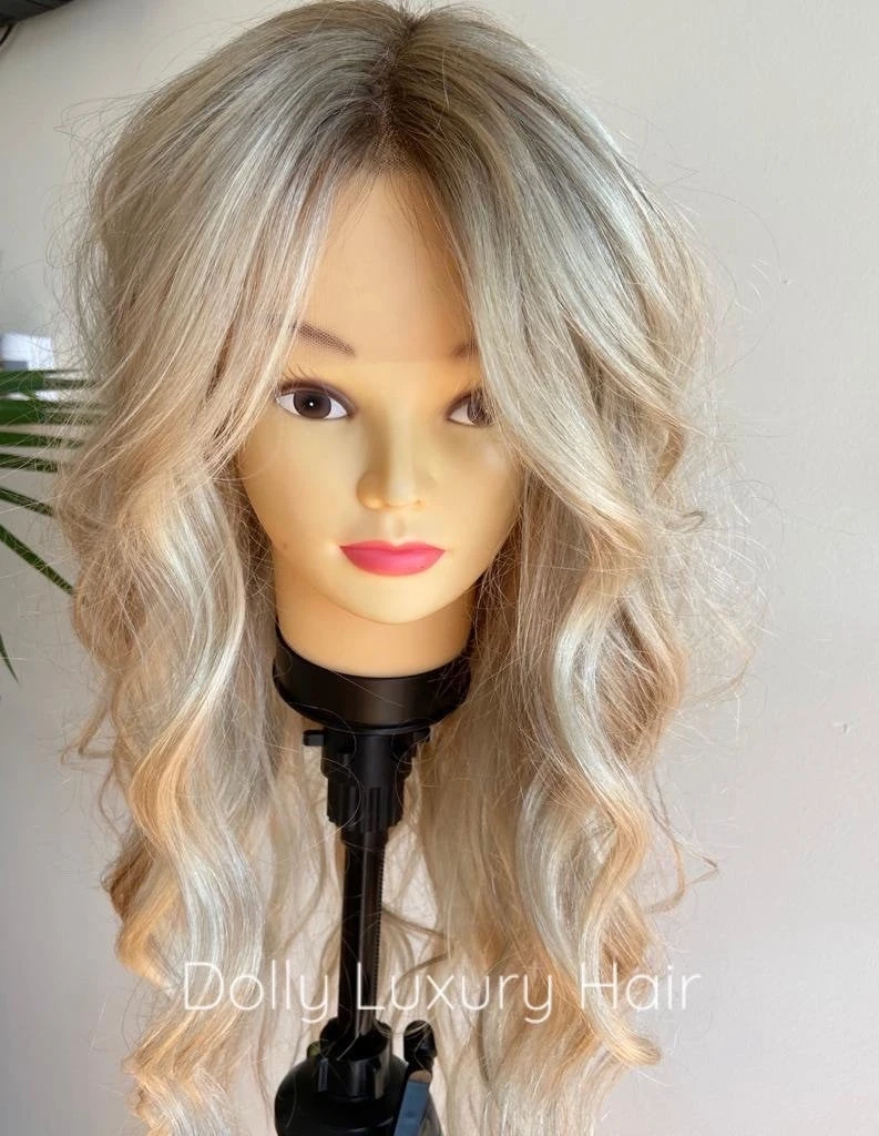 BELLE | Luxe Light Sunny Blonde Balayage Human Hair Swiss 13x4 Lace Front WigBleached Knots Transparent Lace Full Lace Upgrade Available - Image 3