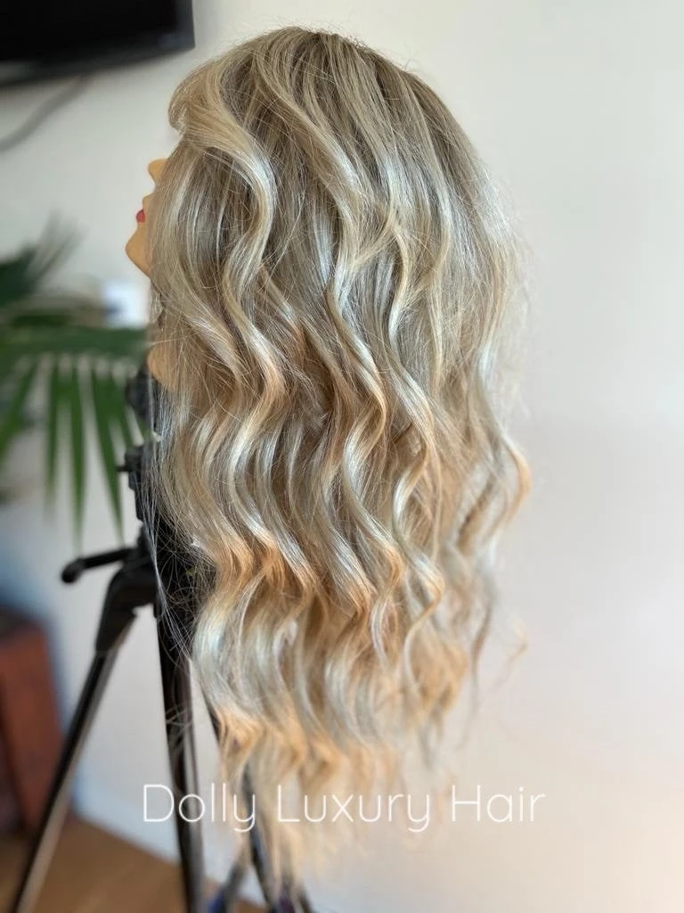 BELLE | Luxe Light Sunny Blonde Balayage Human Hair Swiss 13x4 Lace Front WigBleached Knots Transparent Lace Full Lace Upgrade Available - Image 6