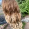 Luxury Remy Wavy Ash Blonde Ombre 100% Human Hair Swiss 13x4 Lace Front Wig Balayage Highlight U-Part, 360 Or Full Lace Upgrade Available