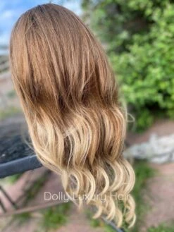 Luxury Remy Wavy Ash Blonde Ombre 100% Human Hair Swiss 13x4 Lace Front Wig Balayage Highlight U-Part, 360 Or Full Lace Upgrade Available