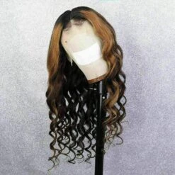 Luxury Remy Wavy Ombre Ash Brown 100% Human Hair Swiss 13x4 Lace Front Glueless WigU-Part, 360 Or Full Lace Upgrade Available