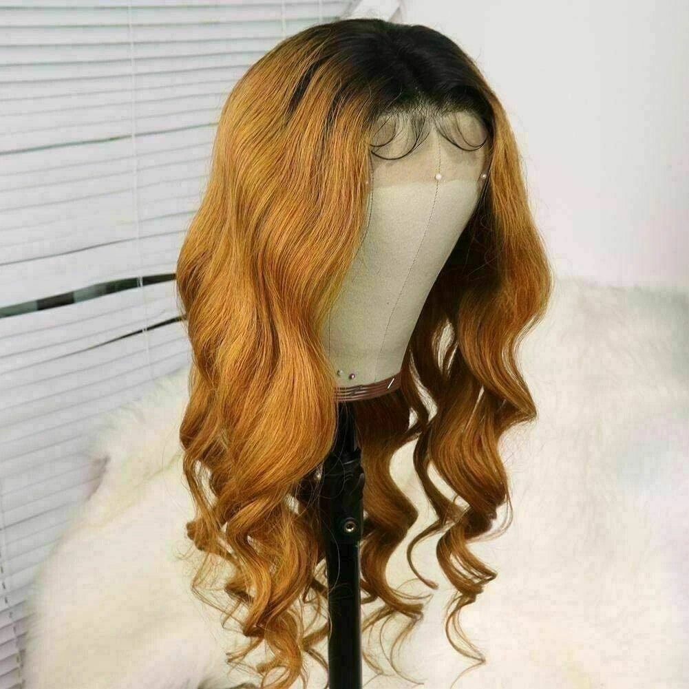 Luxury Wavy Ombre Auburn Ash Brown 100% Human Hair Swiss 13x4 Lace Front Glueless Wig Highlight U-Part, 360 Or Full Lace Upgrade Available