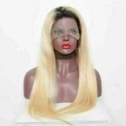 Luxury Straight Ombre Platinum #613 Blonde 100% Human Hair Swiss 13x4 Lace Front Glueless Wig U-Part, 360 Or Full Lace Upgrade Available