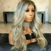 Luxury Dirty Blonde Balayage Highlight 100% Human Hair Swiss 13x4 Lace Front Glueless Wig Brown Roots U-Part, 360 Or Full Lace Upgrade Available