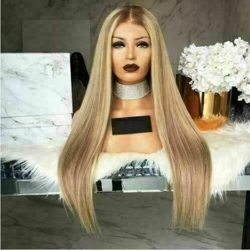 Luxury Balayage Highlight Brown Light Golden Blonde 100% Human Hair Swiss 13x4 Lace Front Glueless Wig U-Part, 360 Or Full Lace Upgrade Available - Image 3
