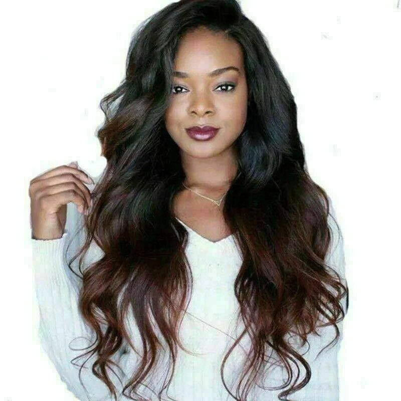 Luxury Remy Wavy Ombre Dark Red 100% Human Hair Swiss 13x4 Lace Front Glueless Wig Burgundy Colouful U-Part Or Full Lace Upgrade Available