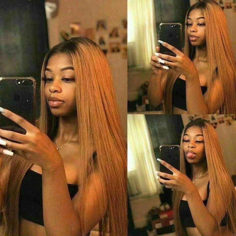 Luxury Ombre Auburn #30 100% Human Hair Swiss 13x4 Lace Front Glueless Wig Straight U-Part, 360 Or Full Lace Upgrade Available