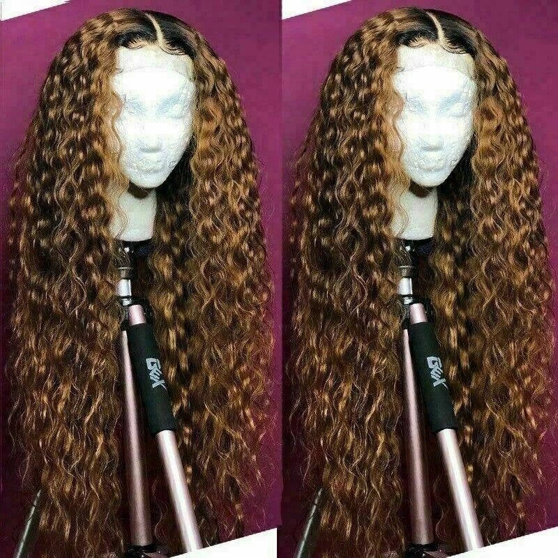 Luxury Curly Honey Ash Blonde Brown 100% Human Hair Swiss 13x4 Lace Front Glueless Wig Wavy U-Part, 360 Or Full Lace Upgrade Available - Image 4