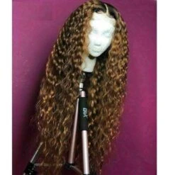 Luxury Curly Honey Ash Blonde Brown 100% Human Hair Swiss 13x4 Lace Front Glueless Wig Wavy U-Part, 360 Or Full Lace Upgrade Available