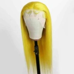 Luxury Remy Bright Yellow 100% Human Hair Swiss 13x4 Lace Front Glueless Wig Cosplay Colouful U-Part, 360 Or Full Lace Upgrade Available