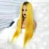 Luxury Bright Yellow Ombre 100% Human Hair Swiss 13x4 Lace Front Glueless Wig Neon Colouful U-Part, 360 Or Full Lace Upgrade Available