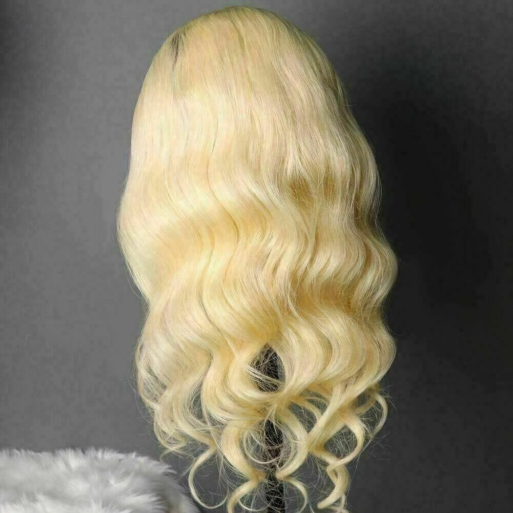 Luxury Remy Wavy Ombre Platinum #613 Blonde 100% Human Hair Swiss 13x4 Lace Front Glueless Wig U-Part, 360 Or Full Lace Upgrade Available - Image 2