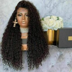 Luxury Remy Deep Curly Black 100% Human Hair Swiss 13x4 Lace Front Glueless Wig #1B U-Part, 360 Or Full Lace Upgrade Available