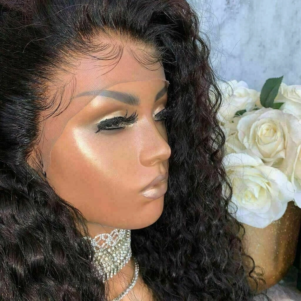 Luxury Remy Deep Curly Black 100% Human Hair Swiss 13x4 Lace Front Glueless Wig #1B U-Part, 360 Or Full Lace Upgrade Available - Image 4
