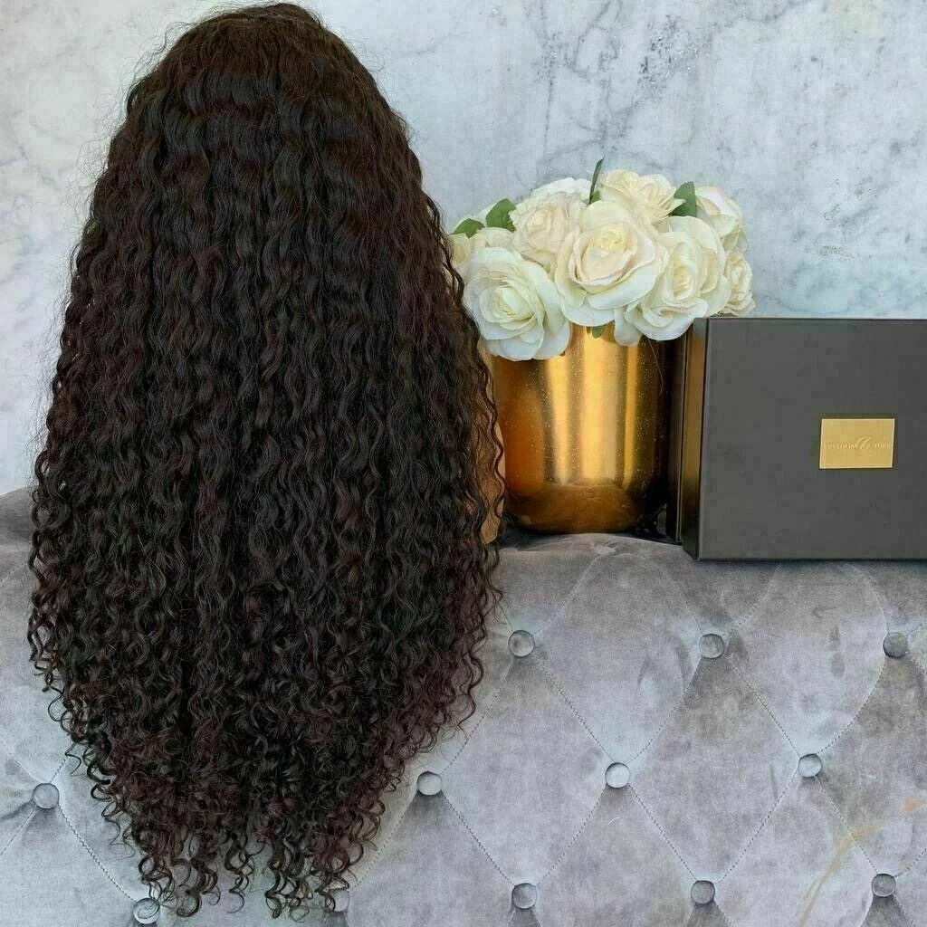 Luxury Remy Deep Curly Black 100% Human Hair Swiss 13x4 Lace Front Glueless Wig #1B U-Part, 360 Or Full Lace Upgrade Available - Image 5