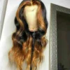 Luxury100% Human Hair Swiss 13x4 Lace Front Glueless Wig Honey Blonde Brown Ombre U-Part, 360 Or Full Lace Upgrade Available