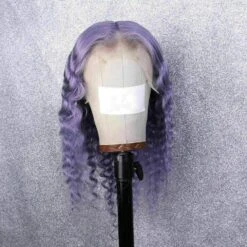 Luxury Remy Deep Wave Purple Lilac Lavender 100% Human Hair Swiss 13x4 Lace Front Wig Colourful U-Part, 360 Or Full Lace Upgrade Available