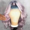 Luxury Remy Ombre Purple Light Blue Roots 100% Human Hair Swiss 13x4 Lace Front Glueless Wig Colourful U-Part, 360 Or Full Lace Upgrade Available